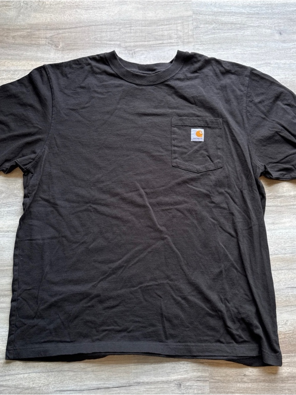 Carhartt Used Good XL Black Short-Sleeve Loose Fit Pocket Tee with Logo Patch